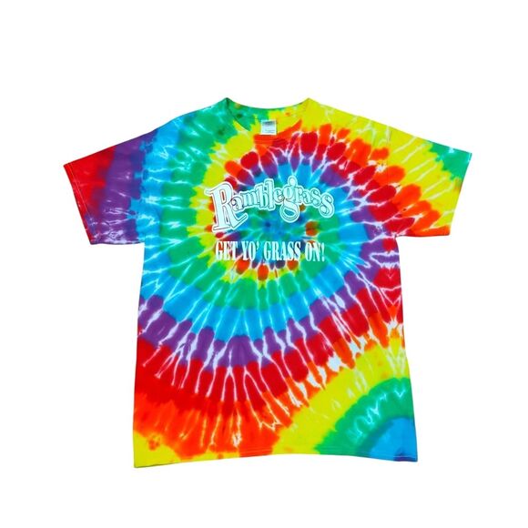 Ramblegrass Tie-Dye Short Sleeve T-shirt Handmade size Large - Picture 1 of 15